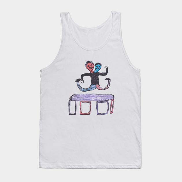 Siamese Twins on a Trampoline Tank Top by G-Worthy